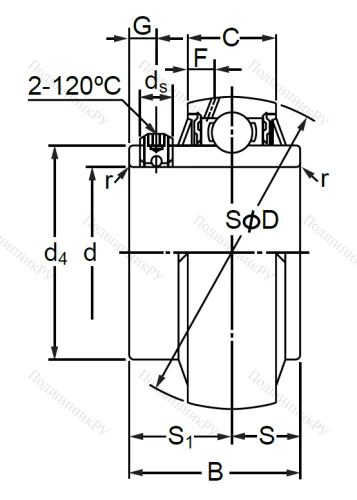 Корпусный подшипник UC 320 (480320 ГОСТ) в Липецке
