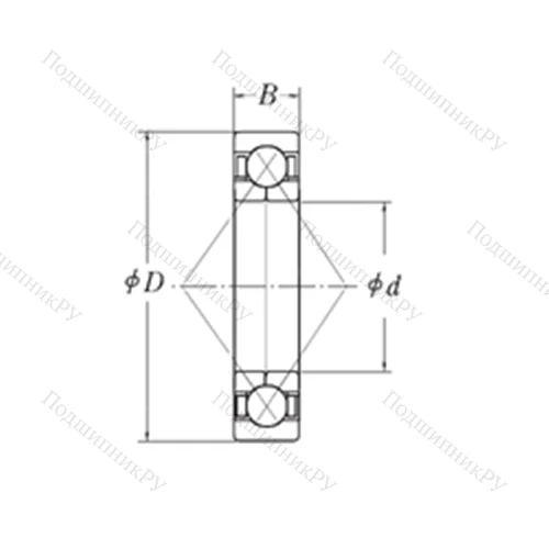 Подшипник шариковый радиально-упорный с четырёхточечным контактом QJL 1.1/4