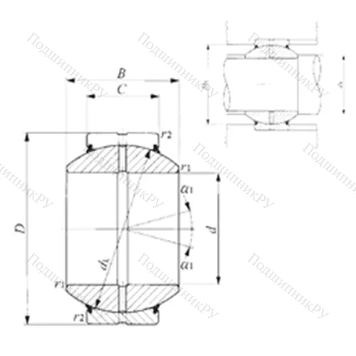 Подшипник скольжения сферический GE 110GS-2RS