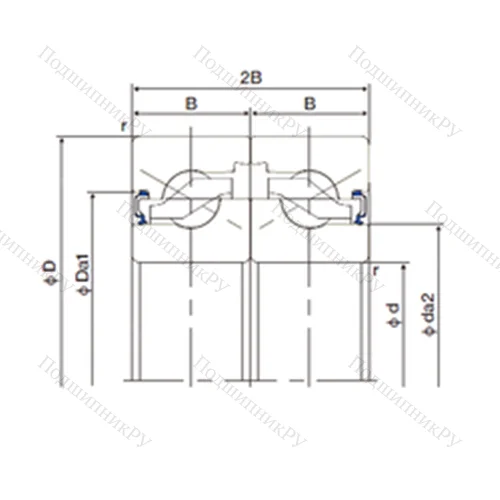 Подшипник шариковый упорно-радиальный спаренный 30TAB 06DF-2LR от производителя  NACHI Подшипник шариковый упорно-радиальный спаренный 30TAB 06DF-2LR от производителя  NACHI