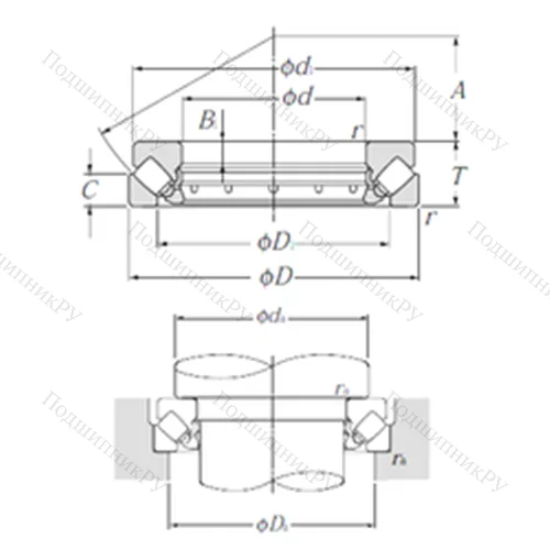 Подшипник роликовый упорно-радиальный 29396 от производителя  NTN