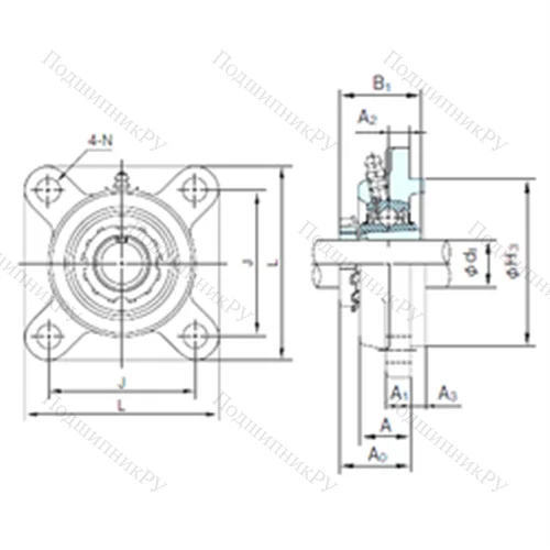 Подшипниковый узел шариковый радиальный UKFS 309+H 2309