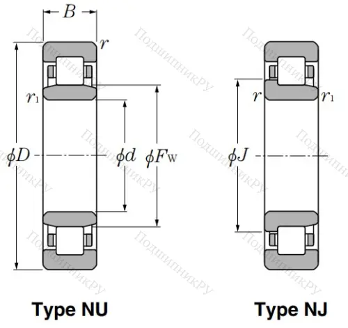 Роликовый цилиндрический подшипник NJ 311 от производителя  NTN