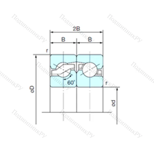 Подшипник шариковый упорно-радиальный спаренный 17TAB 04DF от производителя  NACHI Подшипник шариковый упорно-радиальный спаренный 17TAB 04DF от производителя  NACHI