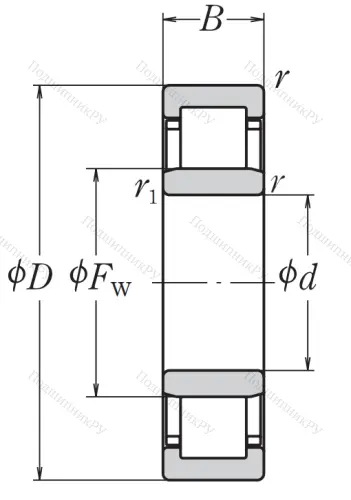Роликовый цилиндрический подшипник NJ 210 EW C 3 от производителя  NSK