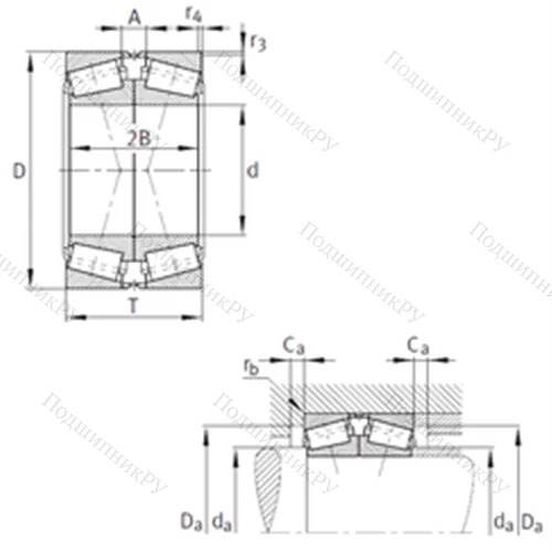 Подшипник роликовый радиально-упорный спаренный 32944-N 11CA-A 420-470