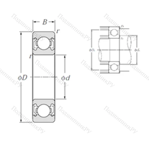 Подшипник шариковый радиальный 62/22ZZ от производителя  NTN Подшипник шариковый радиальный 62/22ZZ от производителя  NTN