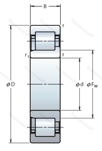 Роликовый цилиндрический подшипник NJ 2206 ET C 3 от производителя  NSK