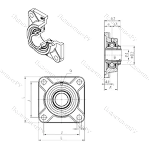Подшипниковый узел шариковый радиальный UKF 306H