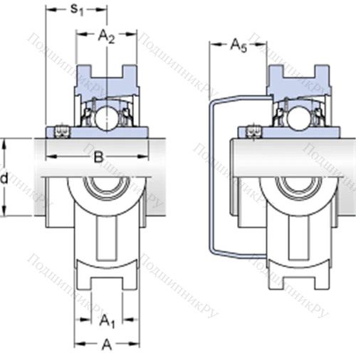 Натяжные подшипниковые узлы типа Y (литой корпус, крепление стопорными винтами) TUWK 1.1/4 LTA