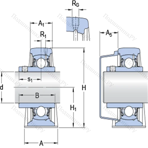 Стационарные подшипниковые узлы типа Y (литой корпус, крепление стопорными винтами) SY 2. TF