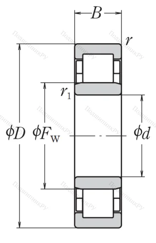 Роликовый цилиндрический подшипник NU 2314 ET от производителя  NSK