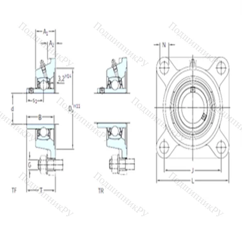 Подшипниковый узел шариковый радиальный FY 1.7/16 TF