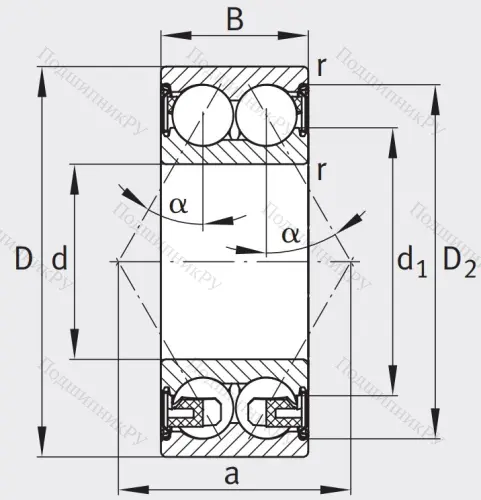 Двухрядный шариковый подшипник 3210 BD XL 2Z TVH от производителя  FAG