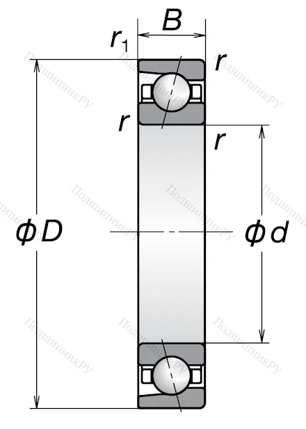 Однорядный шариковый подшипник 7208 BW от производителя  NSK