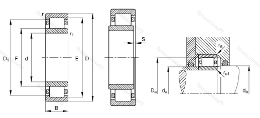 Роликовый цилиндрический подшипник NU 2311 EM 1C 3