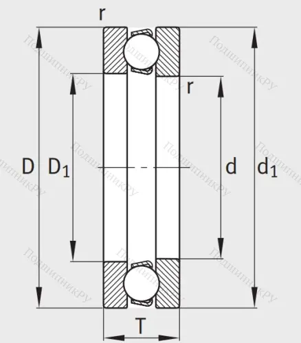 Упорный шариковый подшипник 51407