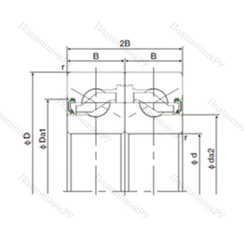 Подшипник шариковый упорно-радиальный спаренный 25TAB 06DF-2NK от производителя  NACHI Подшипник шариковый упорно-радиальный спаренный 25TAB 06DF-2NK от производителя  NACHI