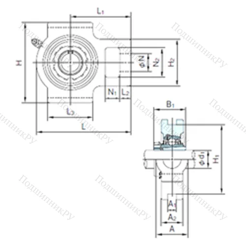 Подшипниковый узел шариковый радиальный UKT 324+H 2324