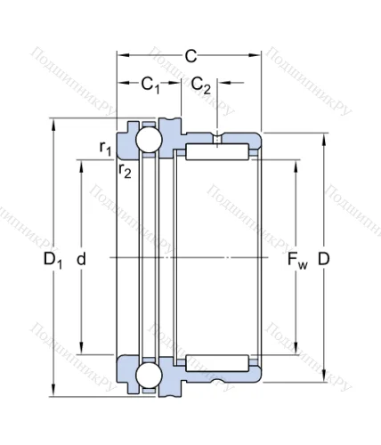 Комбинированный подшипник NKX 12 от производителя  SKF Комбинированный подшипник NKX 12 от производителя  SKF