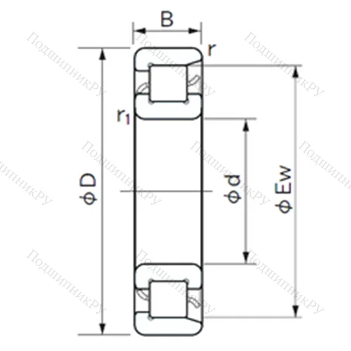 Подшипник роликовый радиальный NF 1021