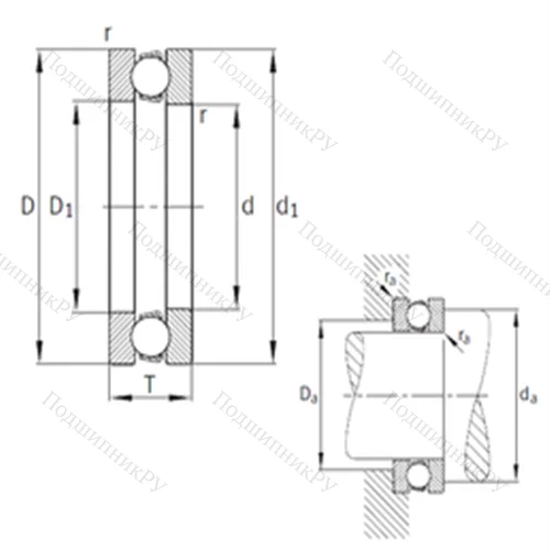 Подшипник шариковый упорный 511/530-MP от производителя  FAG Подшипник шариковый упорный 511/530-MP от производителя  FAG