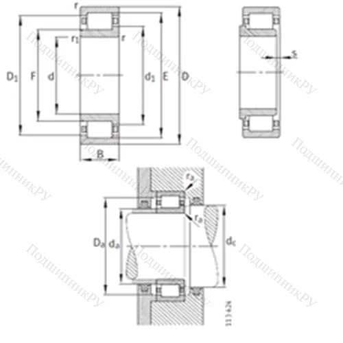 Подшипник роликовый радиальный NJ 2336-EX-M 1