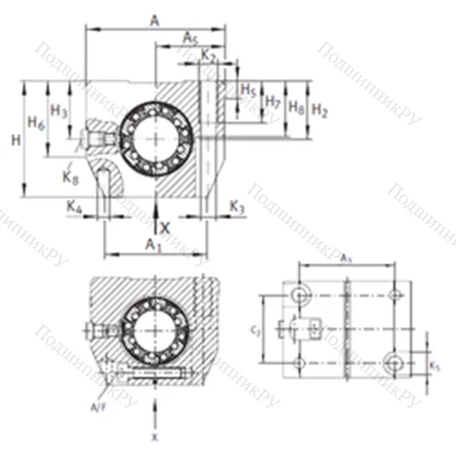 Подшипник шариковый линейный KGNS 12 C-PP-AS от производителя  INA