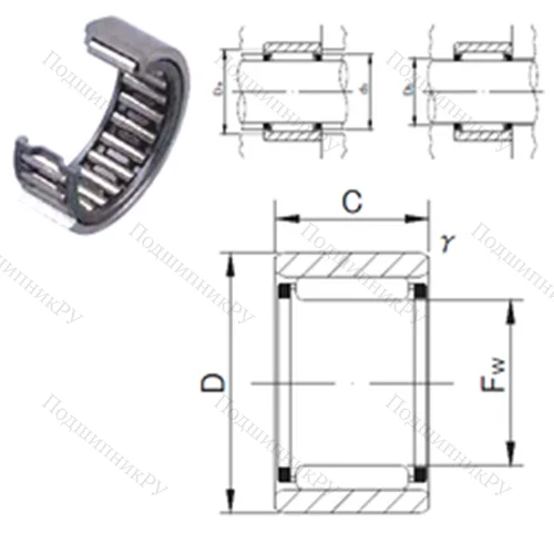 Подшипник игольчатый радиальный RNAF 223516 от производителя  JNS