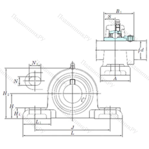 Подшипниковый узел шариковый радиальный NAPK 208-24 от производителя  KOYO