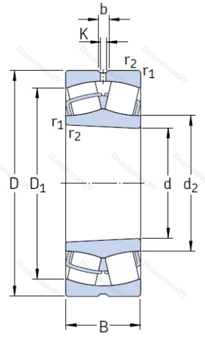Сферический роликовый подшипник с конической посадкой на вал 22217 EK от производителя  SKF