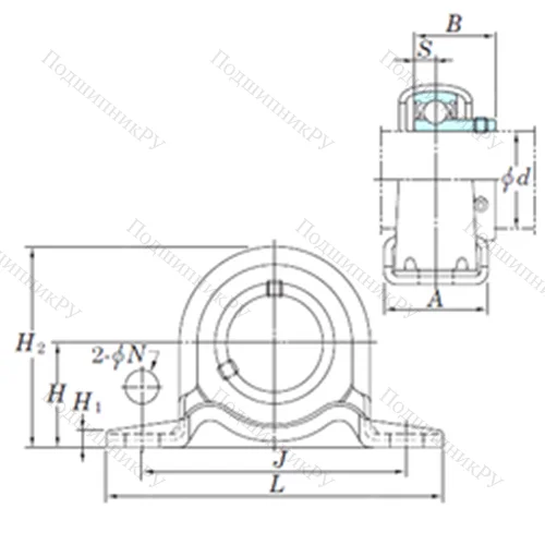 Подшипниковый узел шариковый радиальный SBPP 201-8