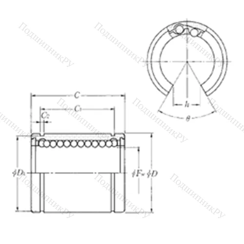 Подшипник шариковый линейный KLM 25P