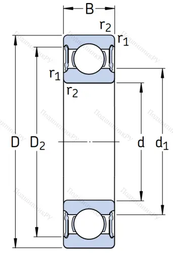 Однорядный шариковый подшипник 6316 2RS 1 от производителя  SKF