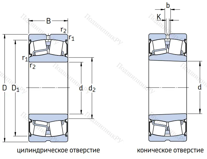 Сферический роликовый подшипник с конической посадкой на вал WS 22211 E 1 XL K 2RSR (WS 22211 E 1 XL K 2RSR) от производителя  FAG
