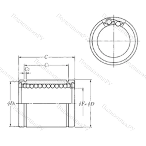 Подшипник шариковый линейный KLM 06LL