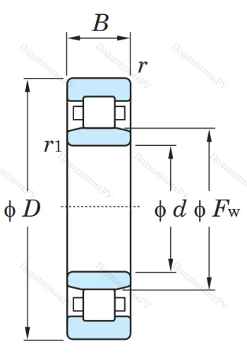 Роликовый цилиндрический подшипник NU 309 R AG от производителя  KOYO