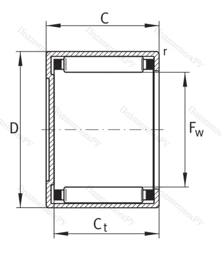 Игольчатый подшипник BK 1010 B от производителя  INA