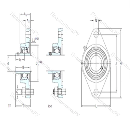Подшипниковый узел шариковый радиальный FYT 1.3/8 TF