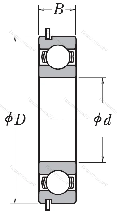Однорядный шариковый подшипник 6208 DDU NR
