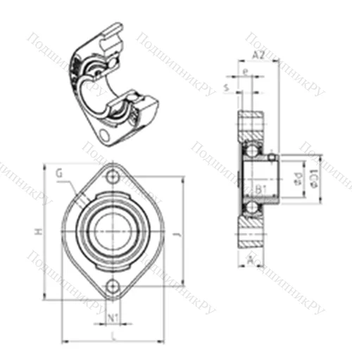 Подшипниковый узел шариковый радиальный USFD 205M 100