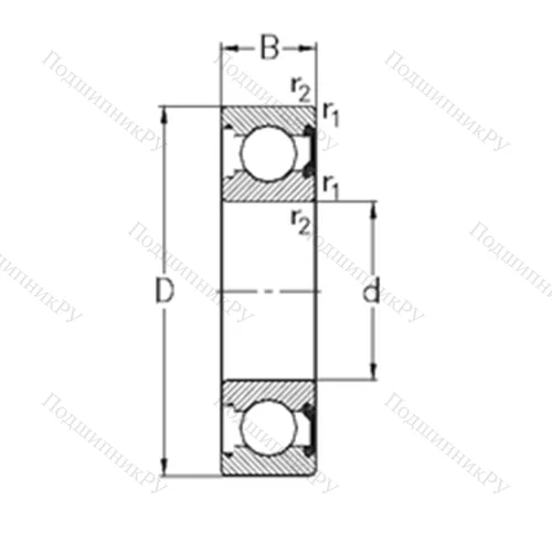 Подшипник шариковый радиальный 61907-2RSR от производителя  NKE Подшипник шариковый радиальный 61907-2RSR от производителя  NKE