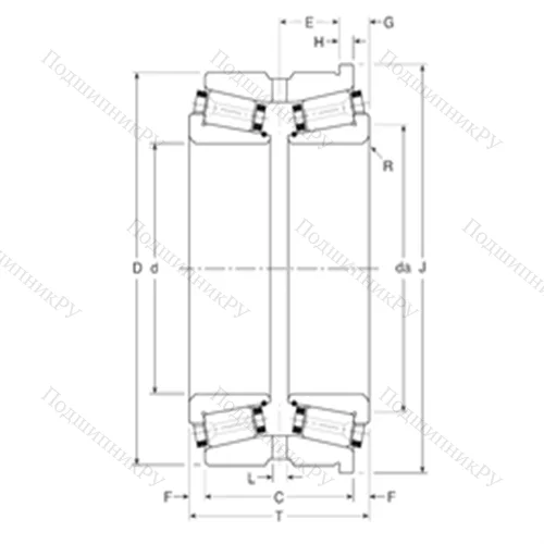 Подшипник роликовый радиально-упорный 200127X/200215H от производителя  Gamet Подшипник роликовый радиально-упорный 200127X/200215H от производителя  Gamet