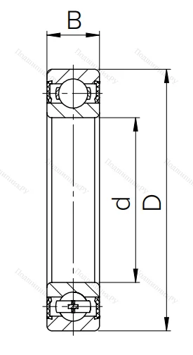 Шариковый однорядный подшипник 1000912 2RS (6912 2RS)