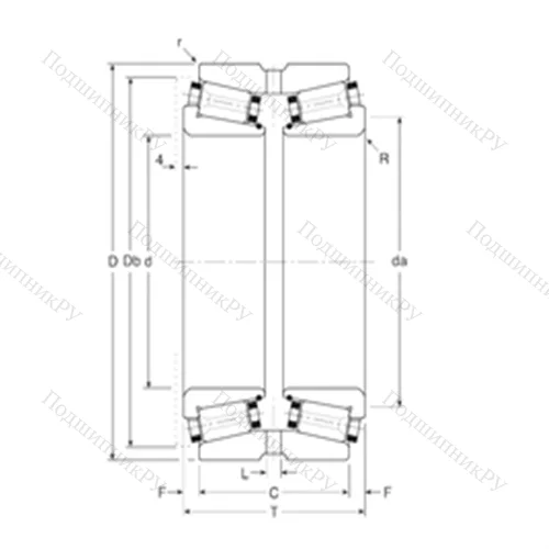 Подшипник роликовый радиально-упорный 111044X/111093XG от производителя  Gamet Подшипник роликовый радиально-упорный 111044X/111093XG от производителя  Gamet