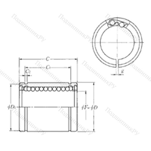 Подшипник шариковый линейный KLM 30S