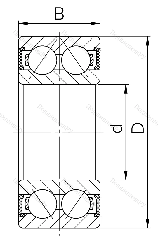 Двухрядный шариковый подшипник 1504 2RS (2204 2RS) в Липецке