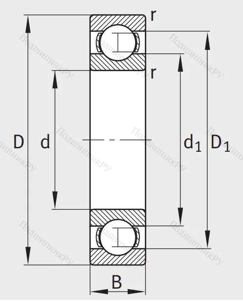 Шариковый однорядный подшипник 16022