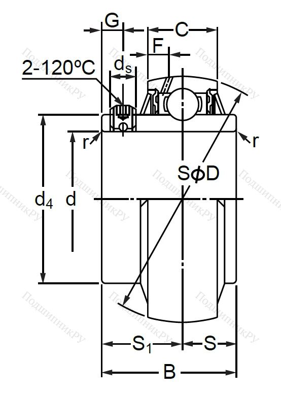 Корпусный подшипник UC 308 (480308 ГОСТ) в Липецке