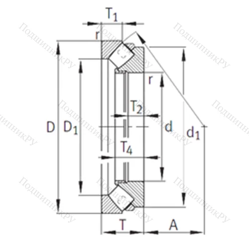 Подшипник роликовый упорно-радиальный 292/1060-E 1-MB от производителя  INA Подшипник роликовый упорно-радиальный 292/1060-E 1-MB от производителя  INA